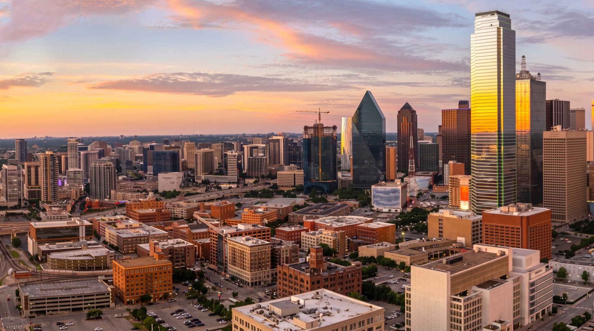 Texas downtown skyline at sunset